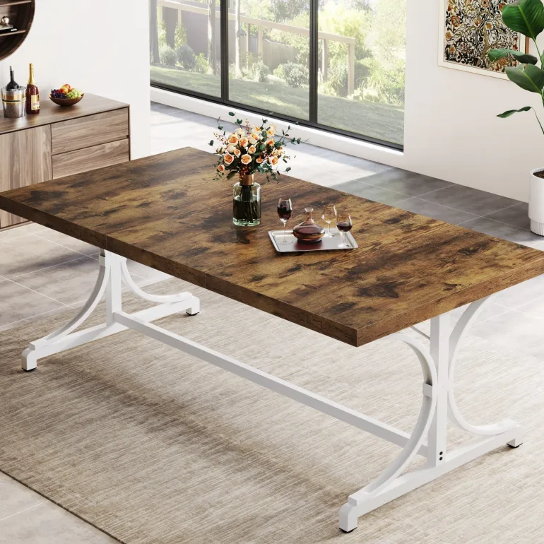 Best Tribesigns Wood Dining Table, 62.4" Sturdy Kitchen Table for Kitchen, Living Room