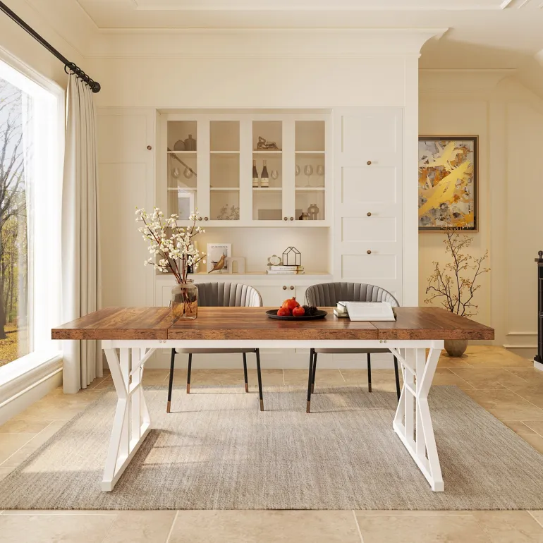 Flash Sale Tribesigns Wood Dining Table, Farmhouse 70.8" Kitchen Table for 6 People