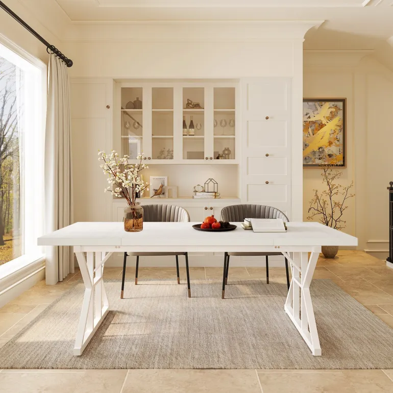 Flash Sale Tribesigns Wood Dining Table, Farmhouse 70.8" Kitchen Table for 6 People