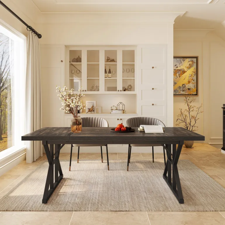 Flash Sale Tribesigns Wood Dining Table, Farmhouse 70.8" Kitchen Table for 6 People