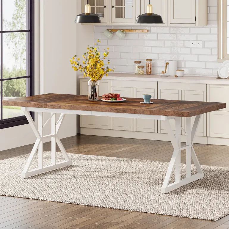 Flash Sale Tribesigns Wood Dining Table, Farmhouse 70.8" Kitchen Table for 6 People