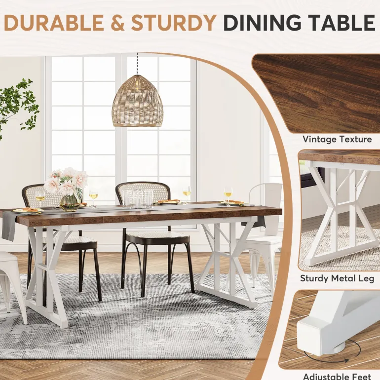 Flash Sale Tribesigns Wood Dining Table, Farmhouse 70.8" Kitchen Table for 6 People