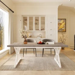 Flash Sale Tribesigns Wood Dining Table, Farmhouse 70.8