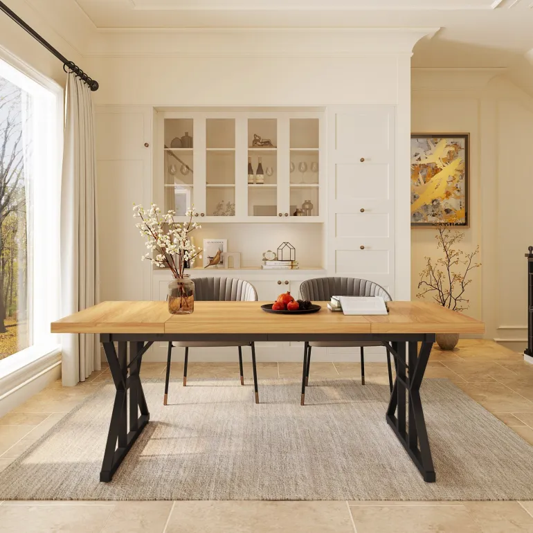 Flash Sale Tribesigns Wood Dining Table, Farmhouse 70.8" Kitchen Table for 6 People