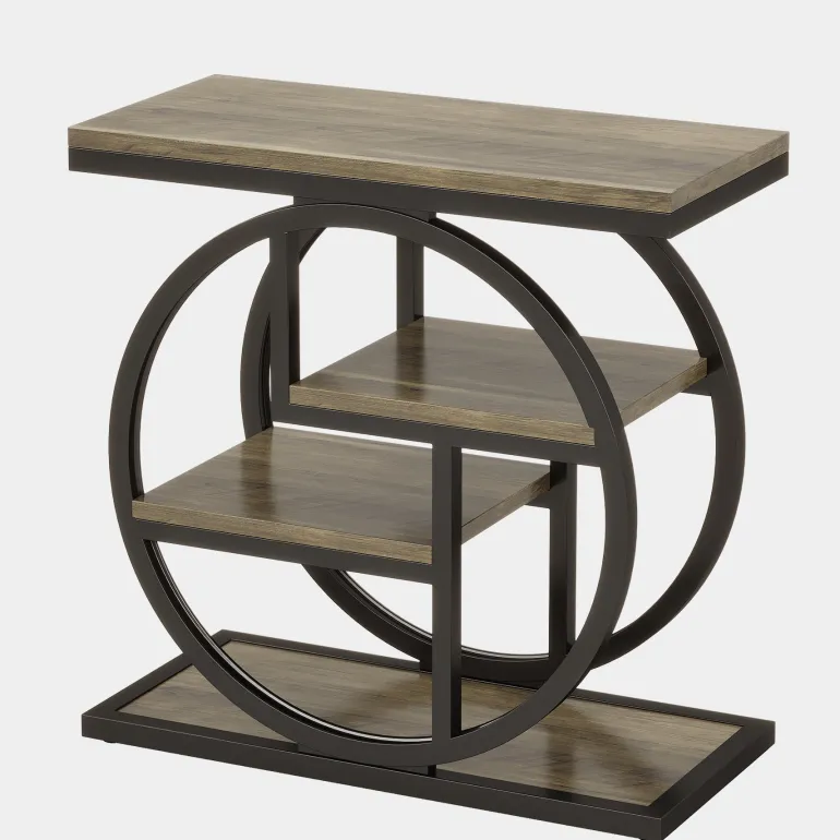Sale Tribesigns Wood End Table, 4 - Tier Side Table with Storage Shelves