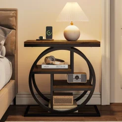 Sale Tribesigns Wood End Table, 4 - Tier Side Table with Storage Shelves