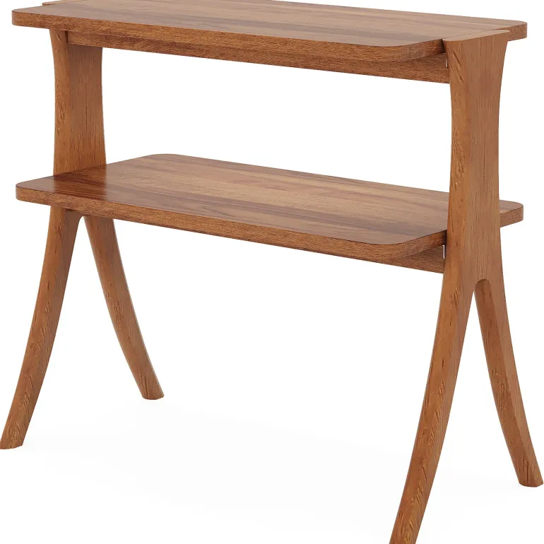 Online Tribesigns Wood End Table, Farmhouse Side Table with 2 - Tier Storage Shelf