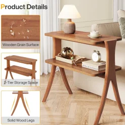 Online Tribesigns Wood End Table, Farmhouse Side Table with 2 - Tier Storage Shelf