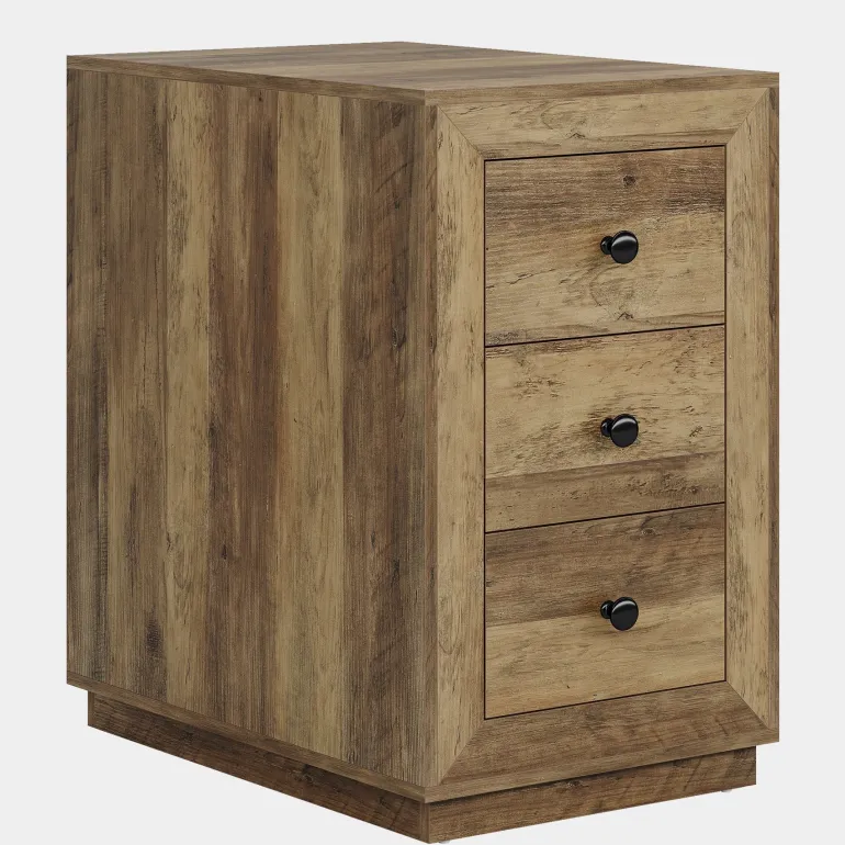 Store Tribesigns Wood End Table, Farmhouse 3 - Drawer Sofa Side Table Nightstand