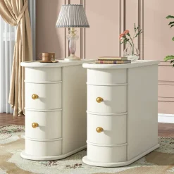 Sale Tribesigns Wood End Table, Narrow Side Table Nightstand with 2 Drawers