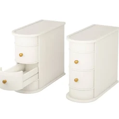 Sale Tribesigns Wood End Table, Narrow Side Table Nightstand with 2 Drawers