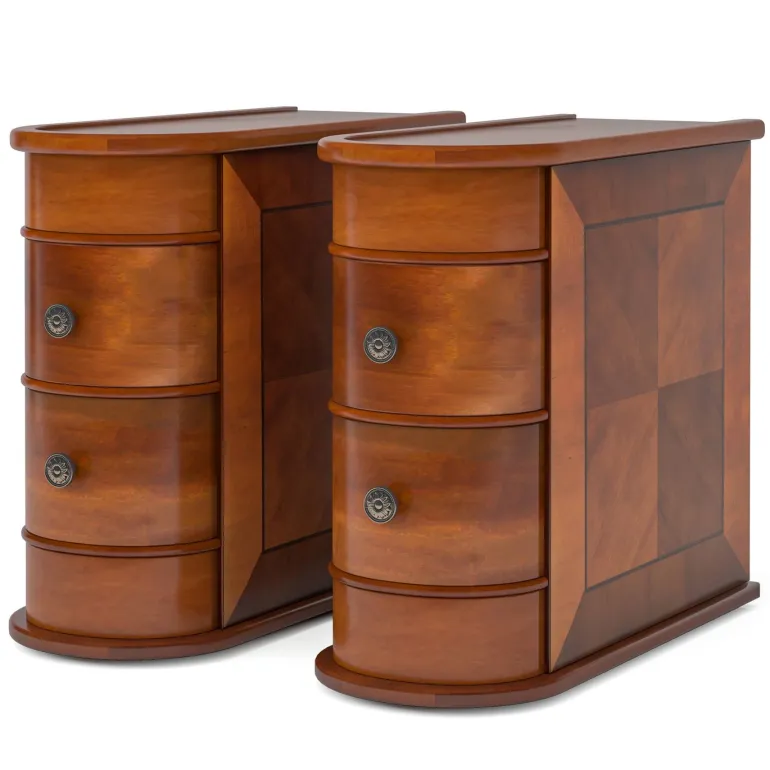 Sale Tribesigns Wood End Table, Narrow Side Table Nightstand with 2 Drawers