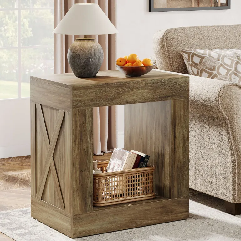 New Tribesigns Wood End Table, Small Sofa Side Table With Storage