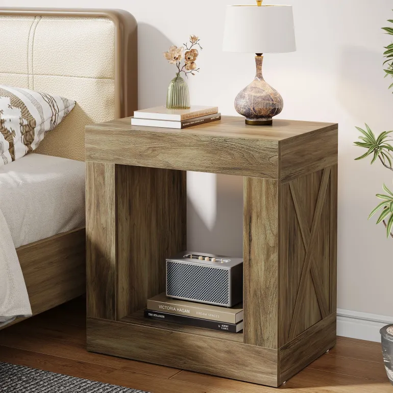 New Tribesigns Wood End Table, Small Sofa Side Table With Storage