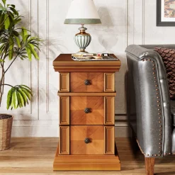Fashion Tribesigns Wood End Table, Sofa Side Table Nightstand with 3 Drawers