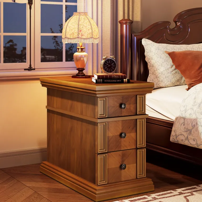 Fashion Tribesigns Wood End Table, Sofa Side Table Nightstand with 3 Drawers