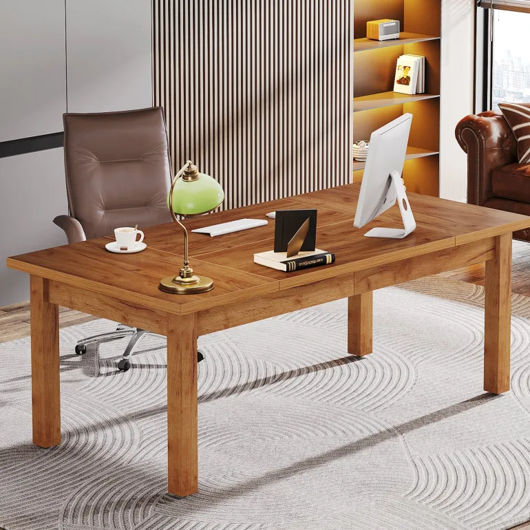 Cheap Tribesigns Wood Executive Desk, 70.9" Computer Desk Large Office Desk