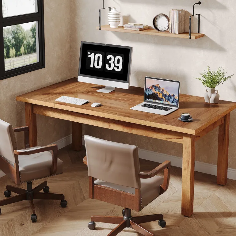 Cheap Tribesigns Wood Executive Desk, 70.9" Computer Desk Large Office Desk