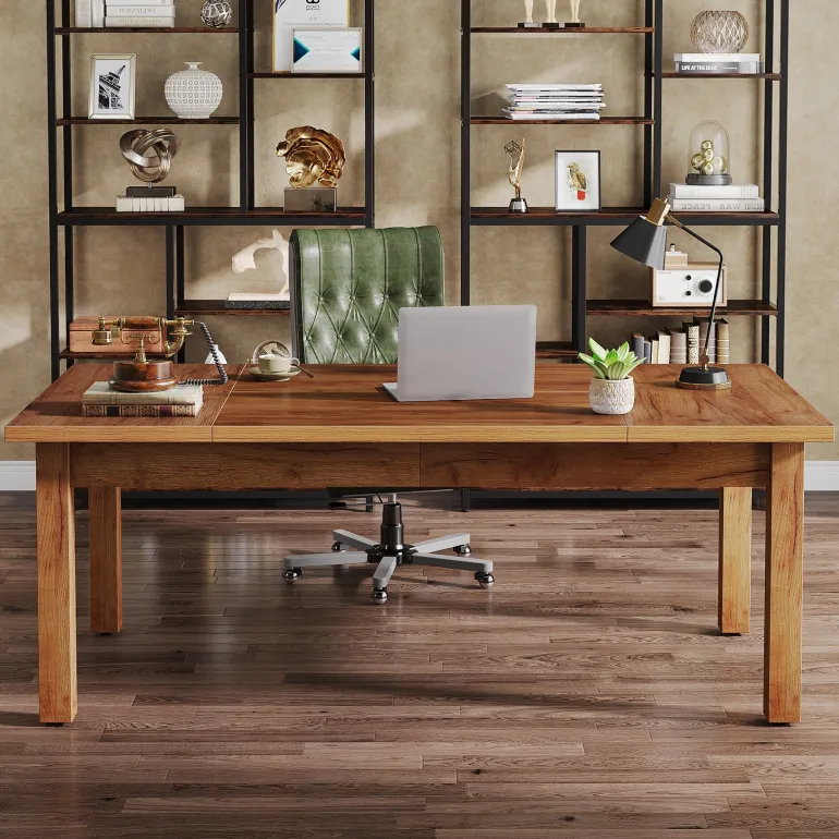 Cheap Tribesigns Wood Executive Desk, 70.9" Computer Desk Large Office Desk
