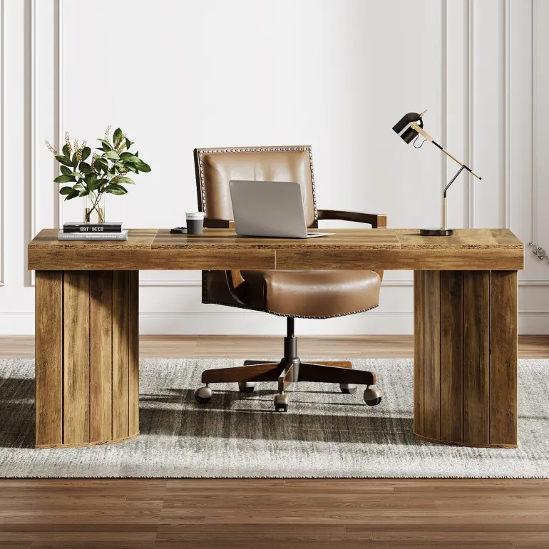 New Tribesigns Wood Executive Desk, 63" Computer Desk Office Desk with Storage