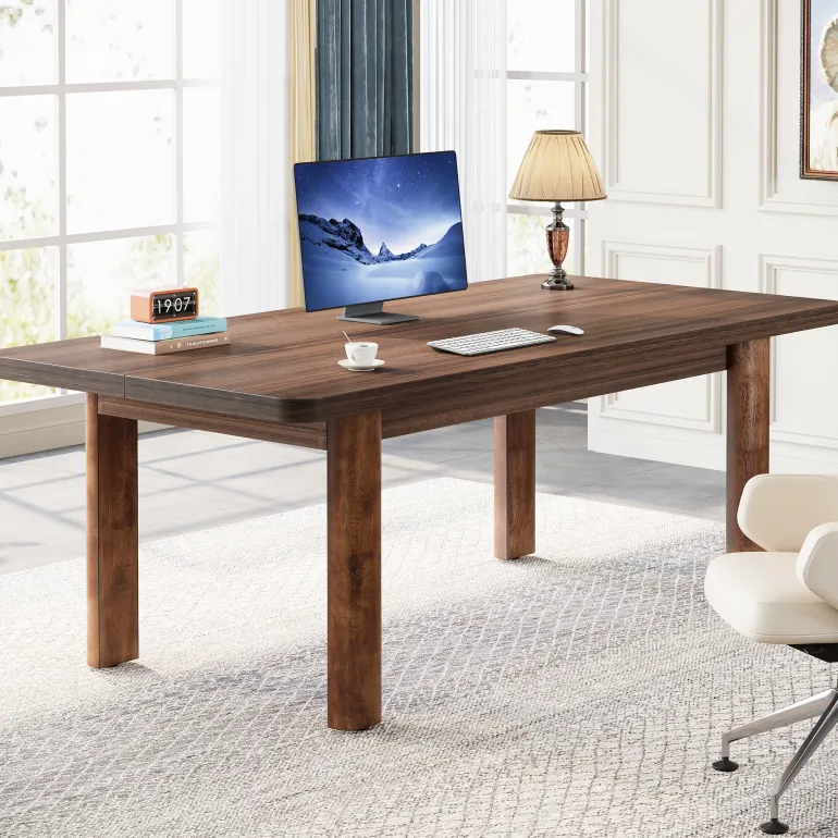 Cheap Tribesigns Wood Executive Desk, 62.99" Sturdy Computer Desk Conference Table