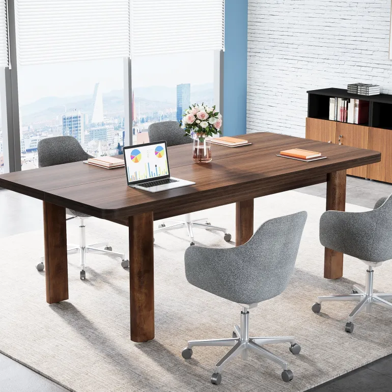 Cheap Tribesigns Wood Executive Desk, 62.99" Sturdy Computer Desk Conference Table