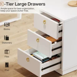 Best Tribesigns Wood Executive Desk,55 Inches Computer Desk with Storage Drawers