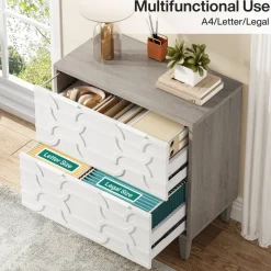 Shop Tribesigns Wood File Cabinet, 2-Drawer Storage Cabinet for A4/Letter/Legal Size