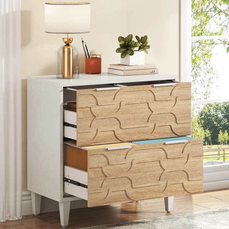 Shop Tribesigns Wood File Cabinet, 2-Drawer Storage Cabinet for A4/Letter/Legal Size