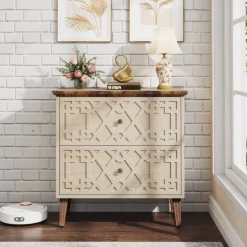 Store Tribesigns Wood File Cabinet, 2-Drawer Filing Cabinet Storage Cabinet