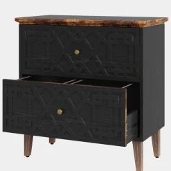 Store Tribesigns Wood File Cabinet, 2-Drawer Filing Cabinet Storage Cabinet