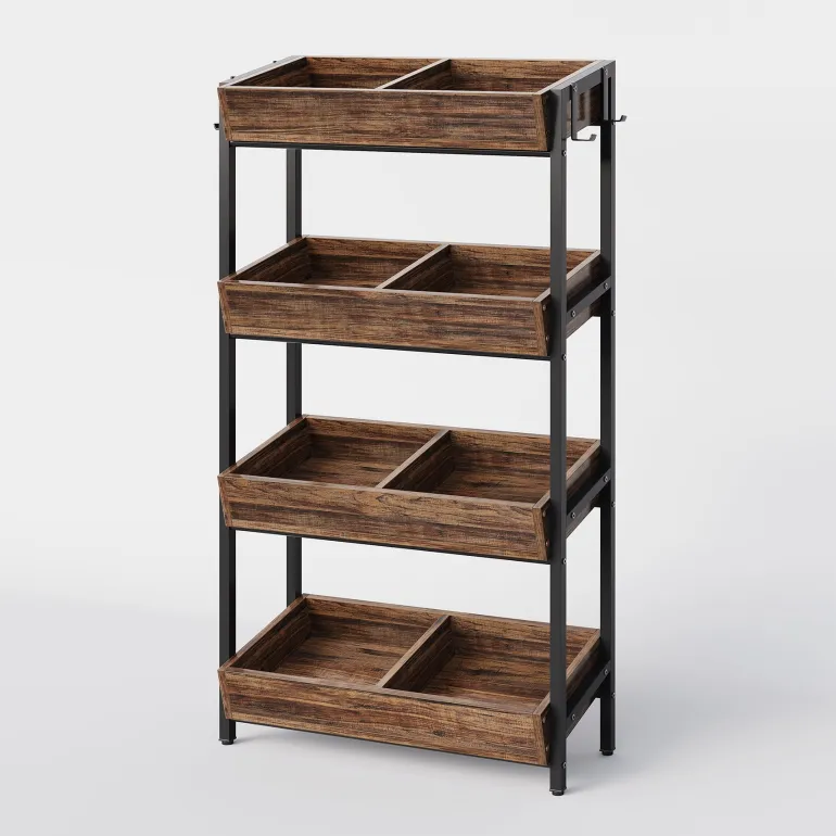 Flash Sale Tribesigns Wood Fruit Vegetable Storage Rack Stand, 4-Tier Storage Organizer