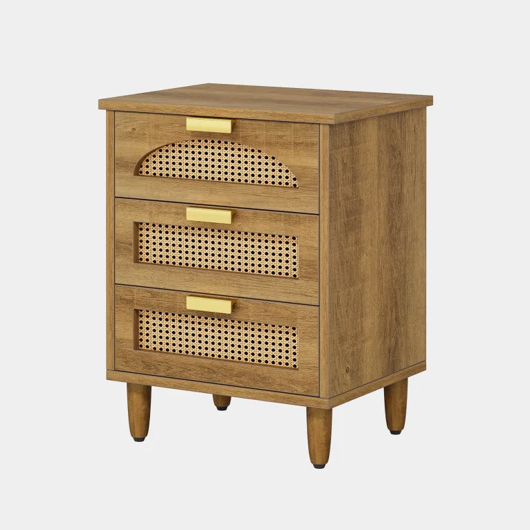 Fashion Tribesigns Wood Night Stand, 20-Inch Bedside Table Storage Cabinet with 3-Drawers