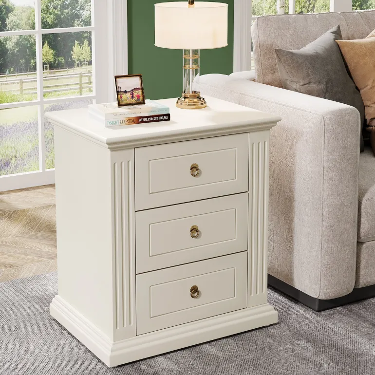 Cheap Tribesigns Wood Nightstand, Modern End Table Bedside Table with 3 storage Drawer