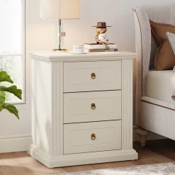 Cheap Tribesigns Wood Nightstand, Modern End Table Bedside Table with 3 storage Drawer
