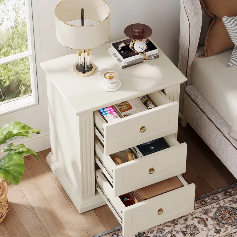 Cheap Tribesigns Wood Nightstand, Modern End Table Bedside Table with 3 storage Drawer