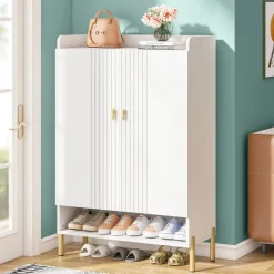 Fashion Tribesigns Wood Shoe Cabinet, 6 - Tier Shoe Organizer with Adjustable Shelves for Entryway
