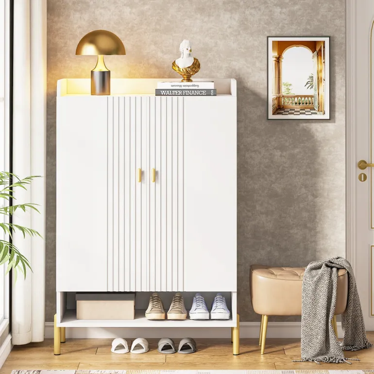 Fashion Tribesigns Wood Shoe Cabinet, 6 - Tier Shoe Organizer with Adjustable Shelves for Entryway