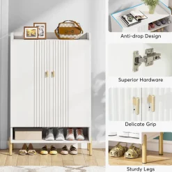 Fashion Tribesigns Wood Shoe Cabinet, 6 - Tier Shoe Organizer with Adjustable Shelves for Entryway