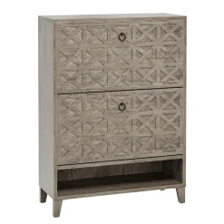 Flash Sale Tribesigns Wood Shoe Cabinet, Shoe Storage Organizer with 2 Flip Drawers