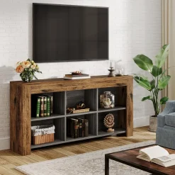 Flash Sale Tribesigns Wood Sofa Table, Rustic Console Table Entryway Table with 6 Storage Cubes