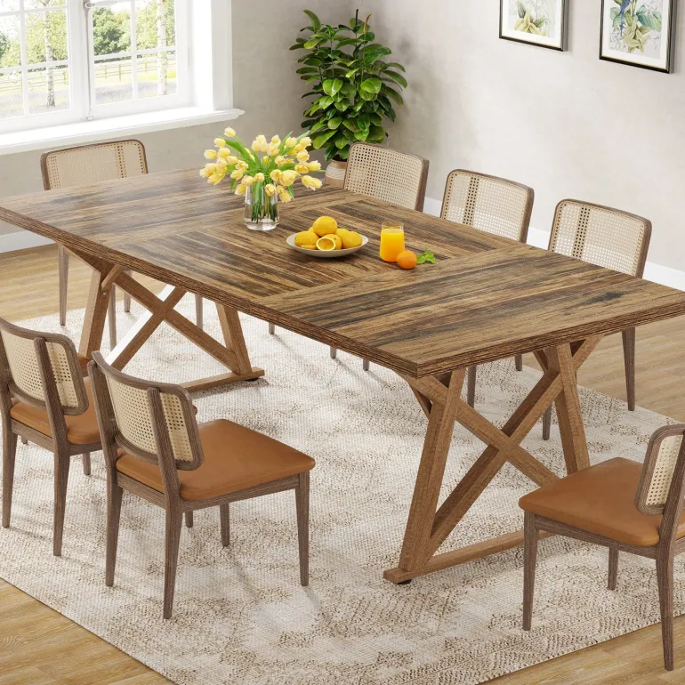 Best Tribesigns Wooden Dining Table, 71" Kitchen Dinner Table for 6 to 8 People