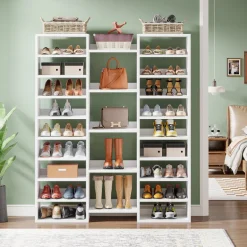 Best Tribesigns Wooden Shoe Rack, Freestanding Shoe Organizer with 23 Storage Shelves