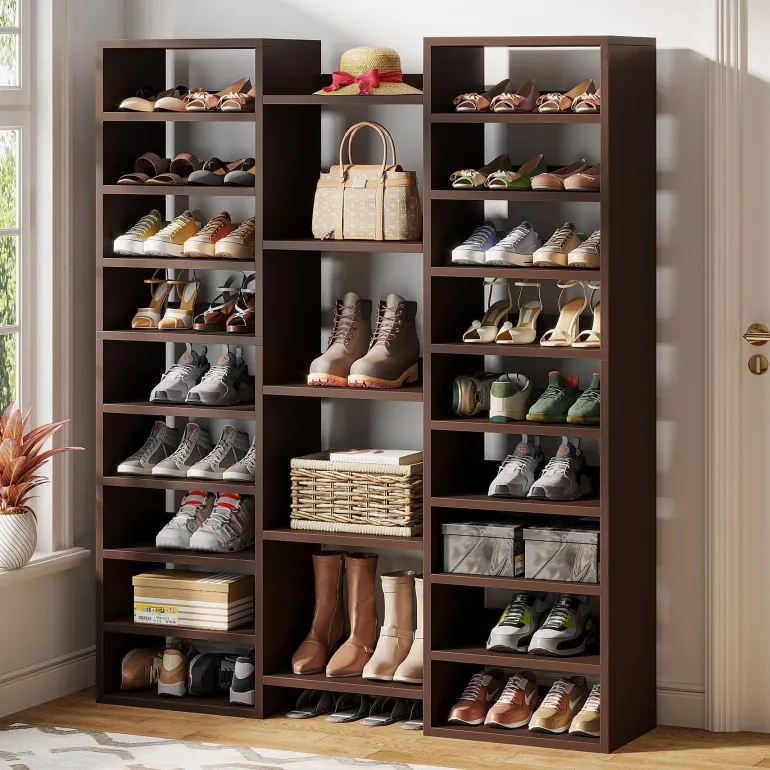 Best Tribesigns Wooden Shoe Rack, Freestanding Shoe Organizer with 23 Storage Shelves