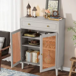 Cheap Tribesigns Wooden Storage Cabinet Sideboard with Adjustable Shelves and Drawer