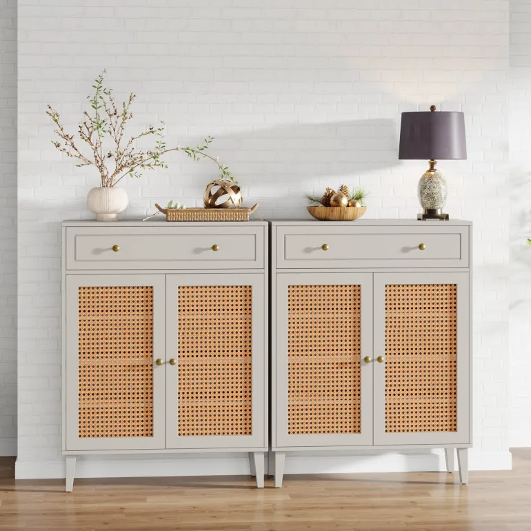 Cheap Tribesigns Wooden Storage Cabinet Sideboard with Adjustable Shelves and Drawer